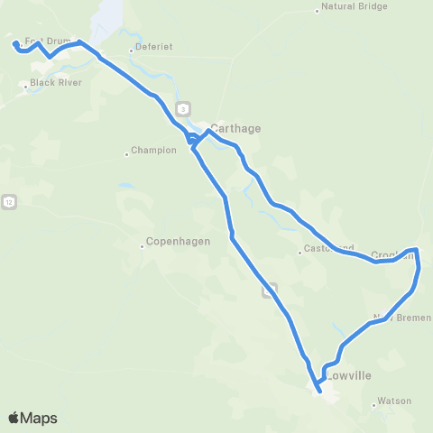 Lewis County Transit Fort Drum Circuit map