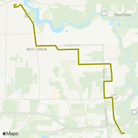 Lorain County Transit Lorain / Elyria via Broadway map