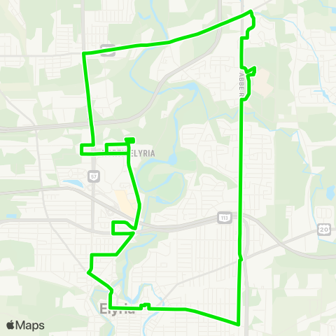 Lorain County Transit East Elyria / Broad Street Loop map