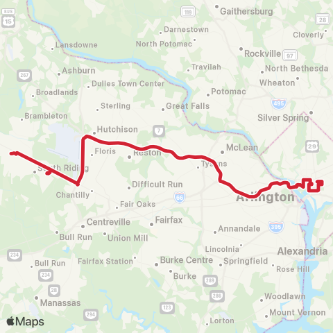 Loudoun County Transit DC All Stops via East Gate map