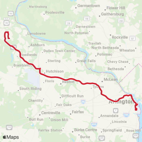Loudoun County Transit Leesburg via DTC P&R map