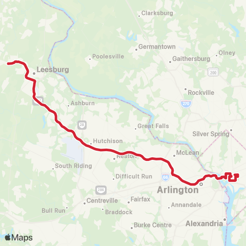 Loudoun County Transit DC All Stops map