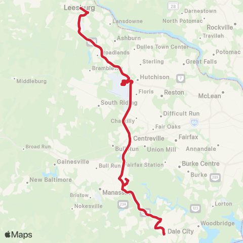Loudoun County Transit Dale City to Loudoun map