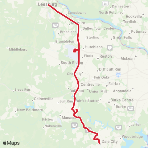 Loudoun County Transit Loudoun to Dale City map