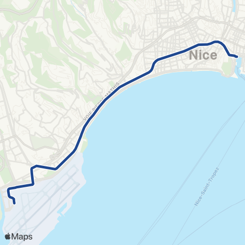 Lignes d'Azur Port Lympia - Aéroport Terminal 2 / CADAM Ctre administratif map