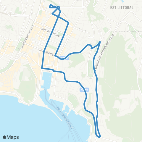Lignes d'Azur Vauban (par Boul. Mont-Boron) - Vauban (par Boul. Carnot) map