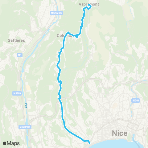 Lignes d'Azur Magnan - Fort Casal Colomars - Aspremont village map