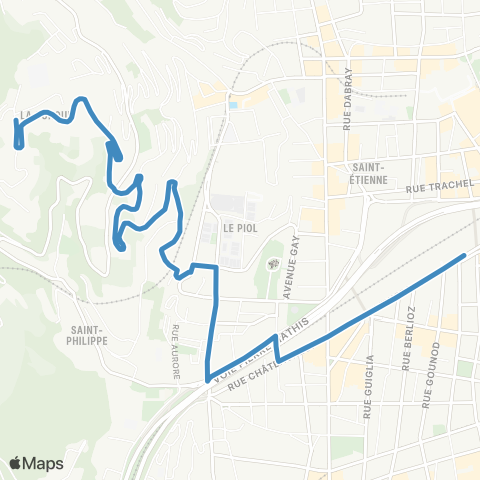 Lignes d'Azur Corniche Bellevue - Gare Thiers map