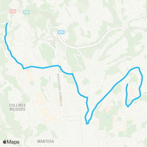 Lignes d'Azur Chénier - Col de Bast - Collège Matisse map