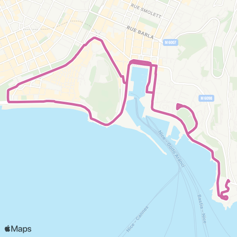 Lignes d'Azur Gustavin / Parc Vigier par Quai - Gustavin / Parc Vigier par Port Lympia map