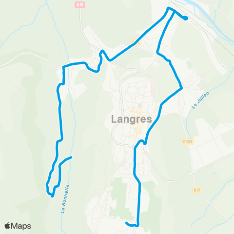 Linggo en ville Langres - Buzon via Gare map