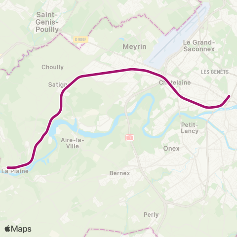 Léman Express Bellegarde - Genève map