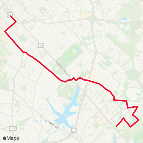 Lextran Night Woodhill-Richmond map
