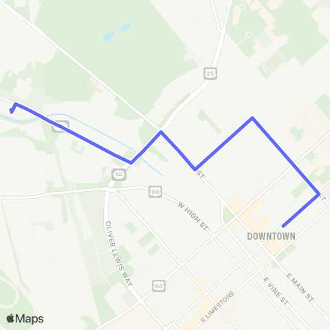 Lextran LexRide Distillery Loop map