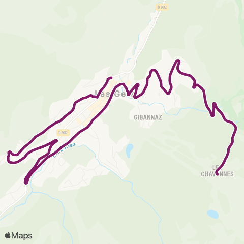 Les Gets Bus F. Centre > le Rocher > les Chavannes map