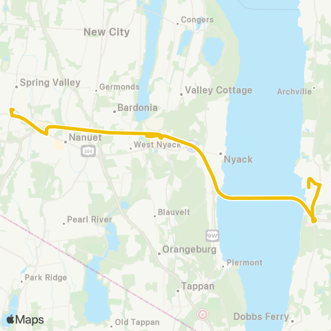 Hudson Link H07 Express (Palisades Center-Tarrytown) map
