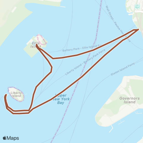 Liberty Island Ferry Battery Park Full Loop map