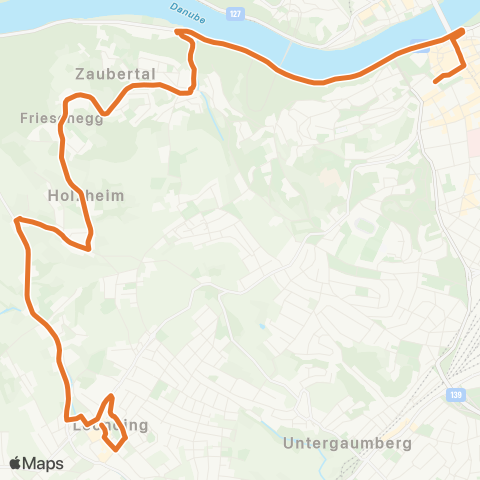 Linz AG Linien Leonding Stadtplatz Leonding - Linz Theatergasse map