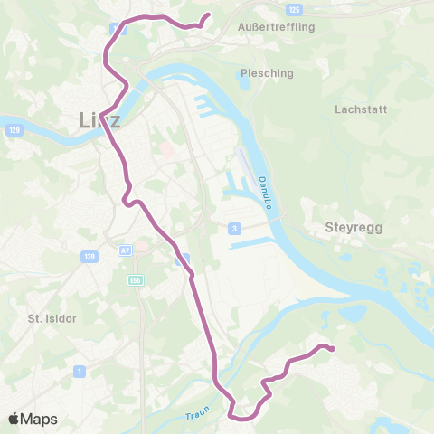 Linz AG Linien Linz JKU | Universität - Linz solarCity map