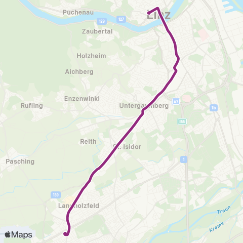 Linz AG Linien Landgutstraße - Trauner Kreuzung map