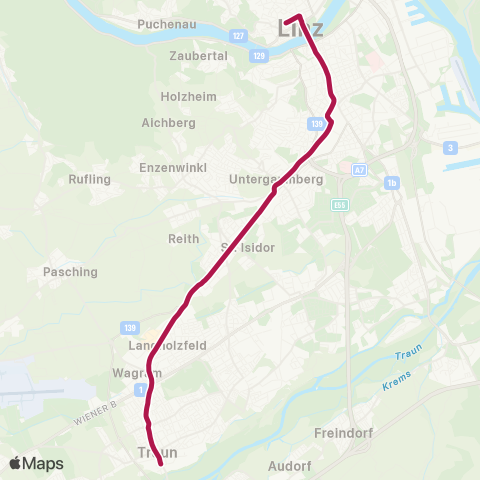 Linz AG Linien Landgutstraße - Trauner Kreuzung - Schloss Traun map