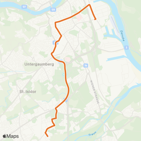 Linz AG Linien Linz Industriezeile - Linz Baintwiese map