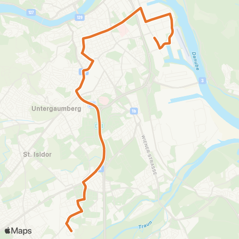 Linz AG Linien Linz Fernheizkraftwerk - Linz Baintwiese map
