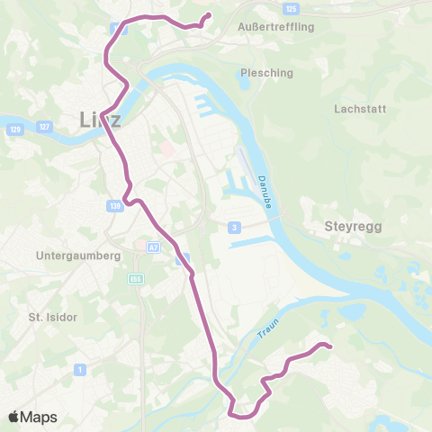 Linz AG Linien Linz JKU | Universität - Linz solarCity map