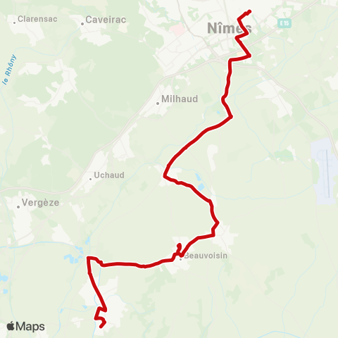 liO Vauvert - Nîmes map