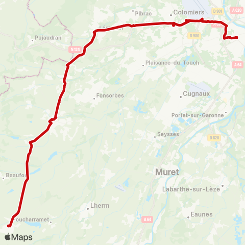 liO Rieumes - Fontenilles - Toulouse Arene (M) map