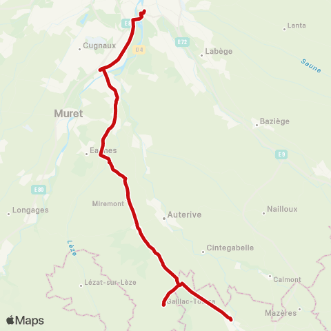 liO Saverdun - Miremont - Toulouse Empalot (M) map