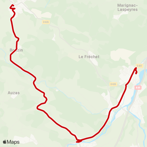 liO Aurignac - Saint-Martory - Boussens SNCF map