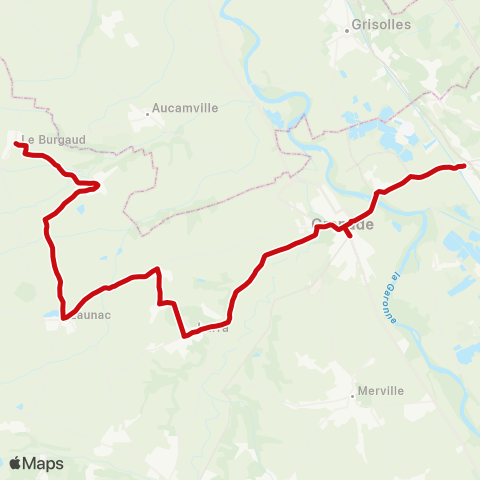 liO Le Burgaud - Grenade - Castelnau d'Estretefonds SNCF map
