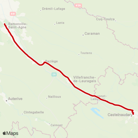liO Castelnaudary - Villefranche - Toulouse UPS (M) map