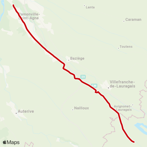 liO Salles - s/-l'Hers - Ayguesvives - Toulouse UPS (M) map