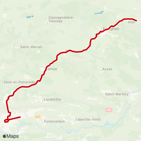 liO Alan - Aurignac - Saint-Gaudens map
