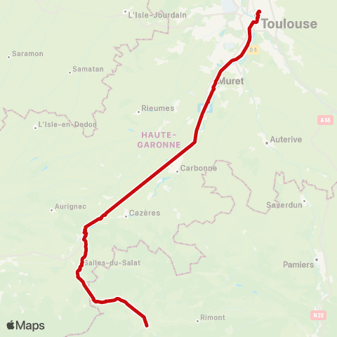 liO Toulouse - Boussens - St Girons map