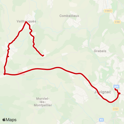 liO Montpellier - Montarnaud - Vailhauquès map