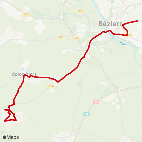 liO Béziers-Colombiers-Nissan map
