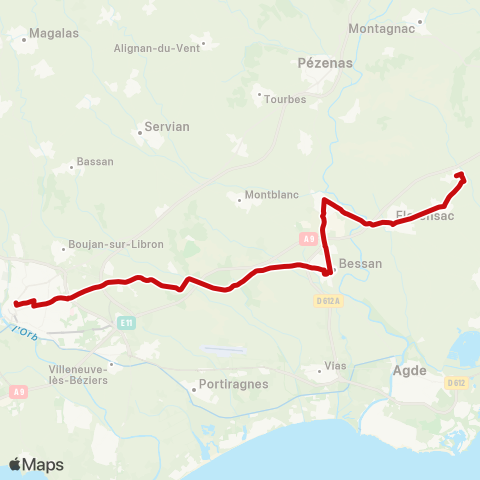 liO Béziers-Bessan-Florensac-Pomerol-Pinet map