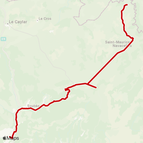 liO Lodève - St Maurice Navacelles la Baume map
