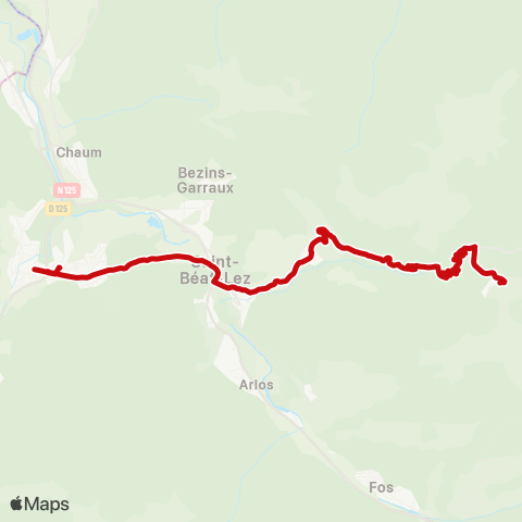 liO Navette Saint-Béat - le Mourtis map