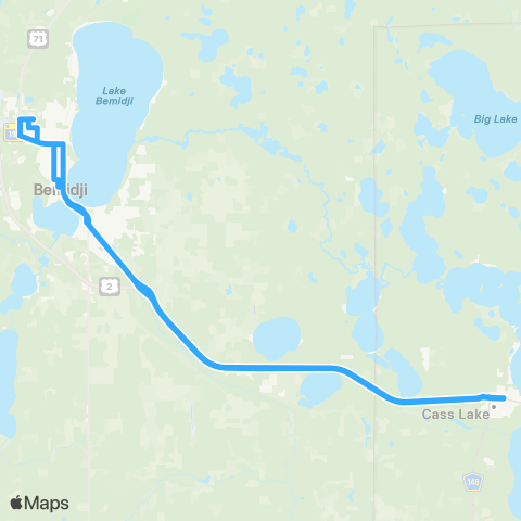 Leech Lake Tribal Transit Cass Lake & Bemidji map
