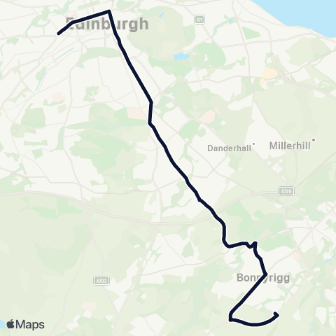 Lothian Buses Nightbus: City Centre - Bonnyrigg map
