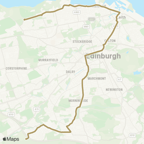 Lothian Buses Silverknowes - Torphin map