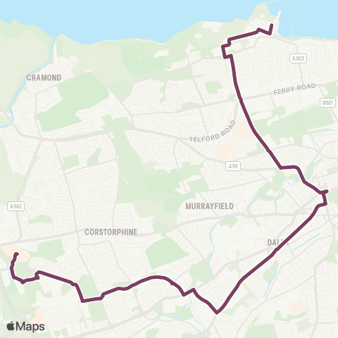 Lothian Buses Gyle Centre - Granton Harbour map