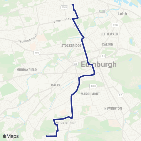 Lothian Buses Trinity - Greenbank map
