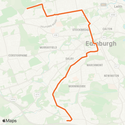 Lothian Buses Silverknowes - Hunter's Tryst map