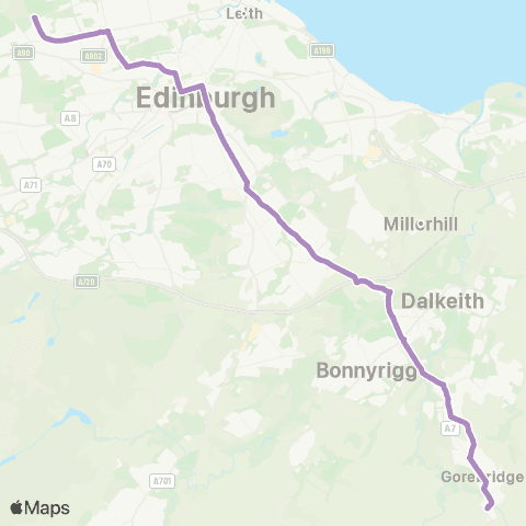Lothian Buses Silverknowes - Gorebridge map
