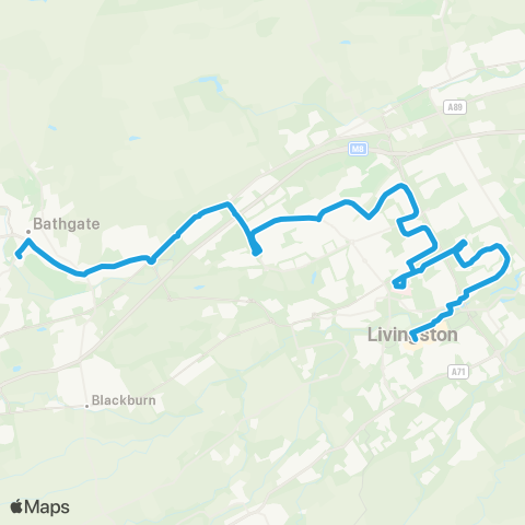 Lothian Country Buses Bathgate - Edinburgh map